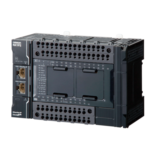 Omron NX1P21040DT1 Sysmac NX1P CPU with 40 Digital Transistor I/O (PNP), 1.5 MB memory, EtherCAT (2 servo axes, 4 PTP axes, 16 EtherCAT nodes), EtherNet/IP and 2 serial option ports
