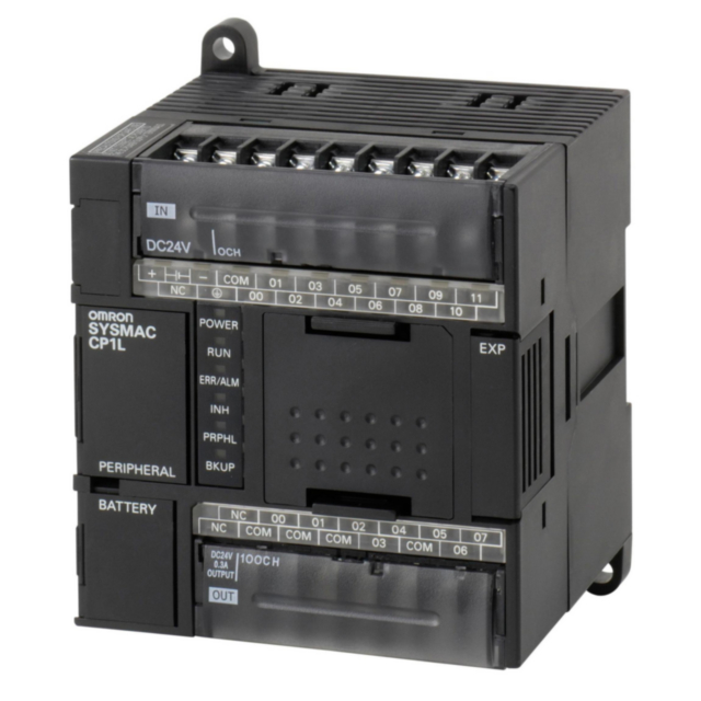 Omron CP1LL20DT1D PLC, 24 VDC supply, 12 x 24 VDC inputs, 8 x PNP outputs 0.3 A, 5K steps program + 10K words data memory