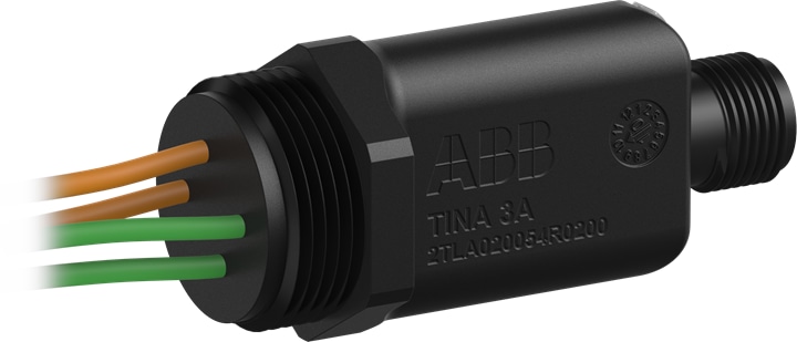 ABB 2TLA020054R0200 Tina 3A is used for adaptation of devices with two positively driven force-guided contacts like emergency stop buttons and key switches, to the DYNlink solution. Tina 3A is mounted directly on the device enclosure to a M20 cable entry and has a M12-5 male connector for connection to the DYNlink loop.Tina is available in several versions depending on the type of safety component that is connected to the Vital, Pluto or B&R X20 circuit.