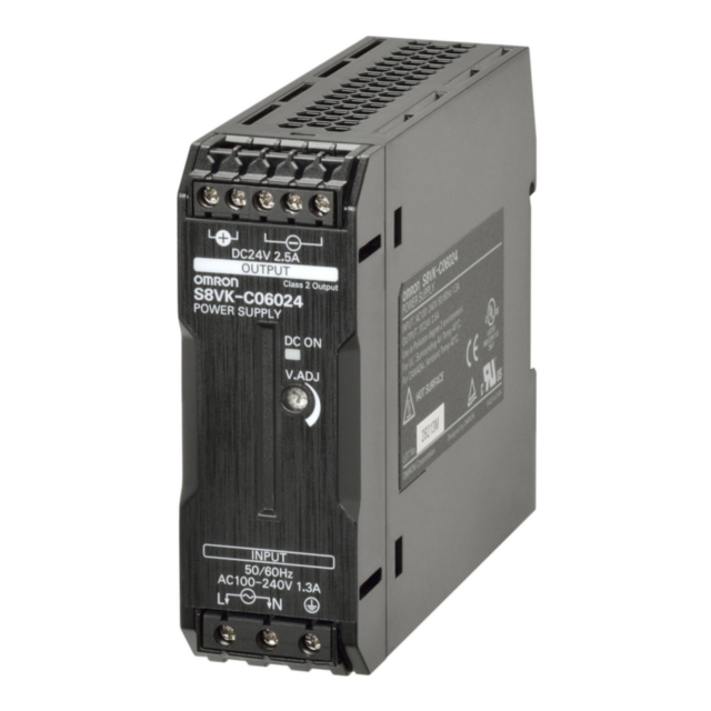 Omron S8VKC06024 Book type power supply, Lite, 60 W, 24VDC, 2.5A, DIN rail mounting