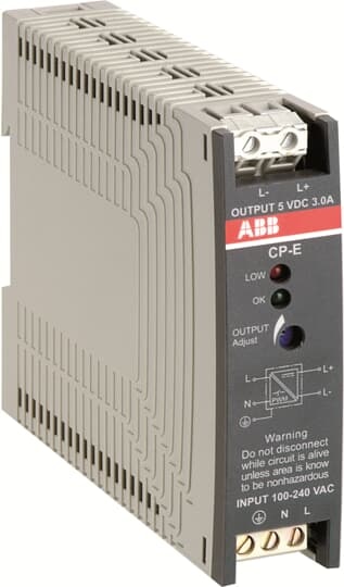 ABB 1SVR427033R3000 The CP-E 5/3.0 is a power supply from the CP-E range. The primary switch mode power supply offers a wide range input of 90-264 V AC and 120-375 V DC, rated input voltage is 100-240 V AC. The rated output power is 15 W, rated output current is 3.0 A at an output voltage of 5 V DC. The output voltage is adjustable within a range of 4.5 to 5.75 V DC. The output characteristic is hiccup-mode. The power supply allows parallel operation to enable redundancy. A redundancy unit is available as accessory.