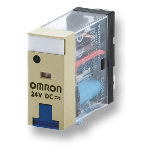 Omron G2R2SNIAC120S Relay, plug-in, DPDT, 5 A, mech. & LED indicator, test button, 120 VAC