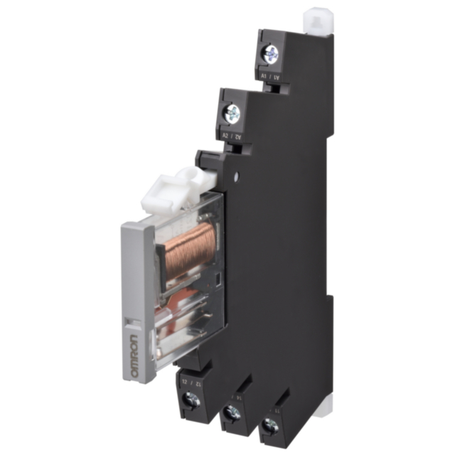 Omron G2RVSR700AC100 Slimline relay 6 mm incl. socket, SPDT, 6 A, Screw terminals, 100 VAC
