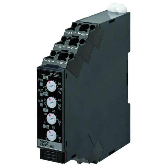 Omron K8DTAS2CD Monitoring relay 17.5mm wide, Single phase over or under current 0.1 to 5 A AC /DC, 1 x SPDT, 24 V AC/DC