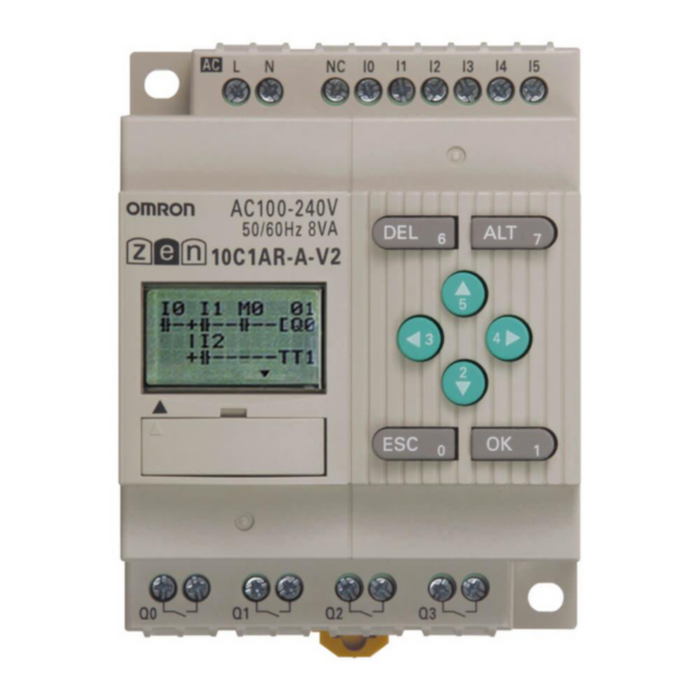 Omron ZEN10C1ARAV2 Programmable relay, 100-240 VAC supply, 6x 100-240 VAC inputs, 4x relay outputs 5 A, RTC, LCD display
