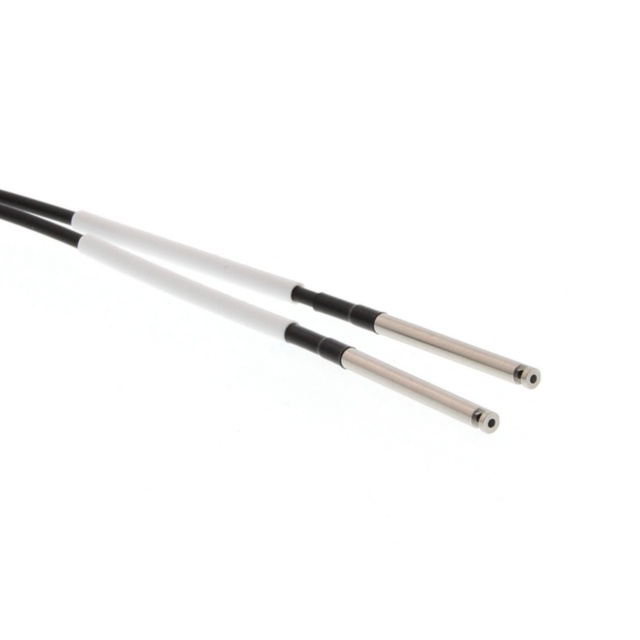 Omron E32T14L Fiber optic sensor head, through-beam, cylindrical radial, diameter 3 mm, R25 fiber, 2 m cable
