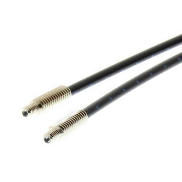 Omron E32TC200 Fiber optic sensor head, through-beam, M4 cylindrical axial, R25 fiber, 2 m cable