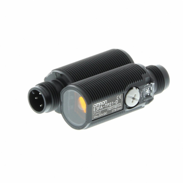 Omron E3FATN21 Photoelectric sensor, M18 threaded barrel, plastic, red LED, through-beam, 20 m, NPN, Light-ON/Dark-ON, M12 connector