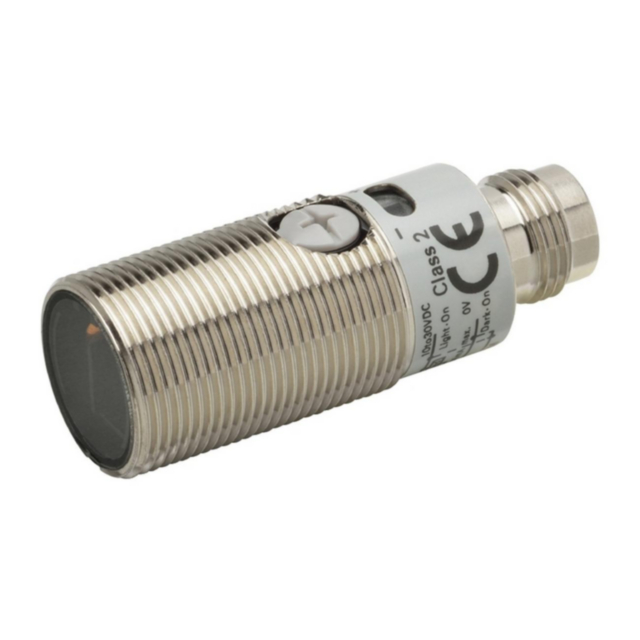 Omron E3FBDP22 Photoelectric sensor, M18 threaded barrel, metal, red LED, diffuse, 300 mm, PNP, Light-ON/Dark-ON, M12 connector