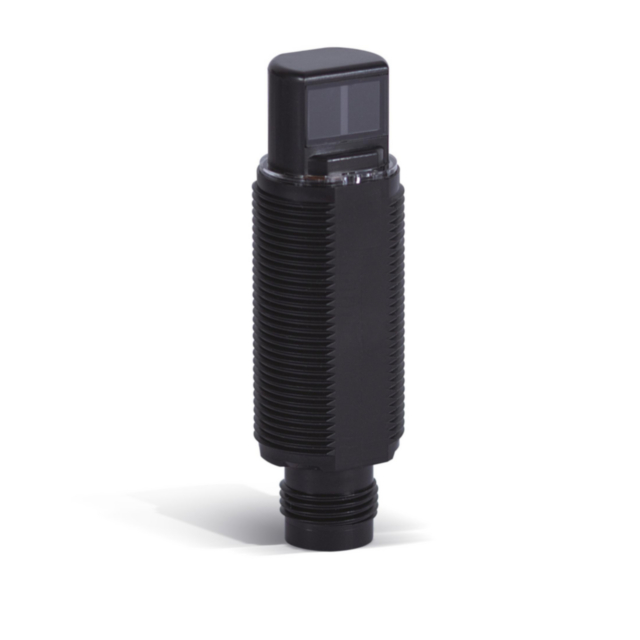 Omron E3RARN21 Photoelectric sensor, M18 threaded barrel, radial type, plastic, red LED, retro-reflective, 4 m, NPN, Light-ON/Dark-ON, M12 connector