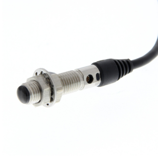 Omron E3TCD112M Photoelectric sensor, M6 stainless steal housing, diffuse 50 mm, Light-ON, NPN, 2 m cable
