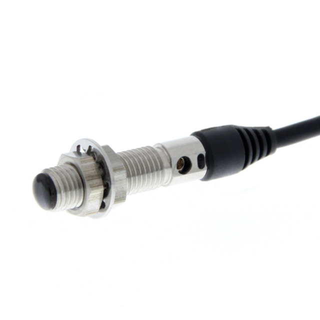 Omron E3TCD132M Photoelectric sensor, M6 stainless steal housing, diffuse 50 mm, Light-ON, PNP, 2 m cable