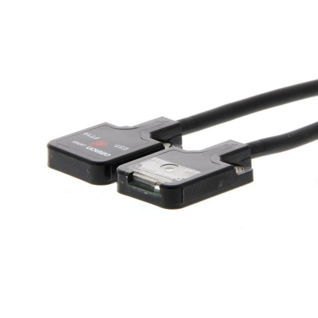 Omron E3TFT14 Photoelectric sensor, through-beam, 500mm, DC, 3-wire, PNP, dark-on, flat, 2m cable (requires 2 x E39-L119 bracket)