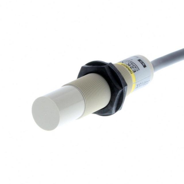 Omron E2KX8MY2 Proximity sensor, capacitive, M18, unshielded, 8 mm, AC, 2-wire, NC, 2 m cable