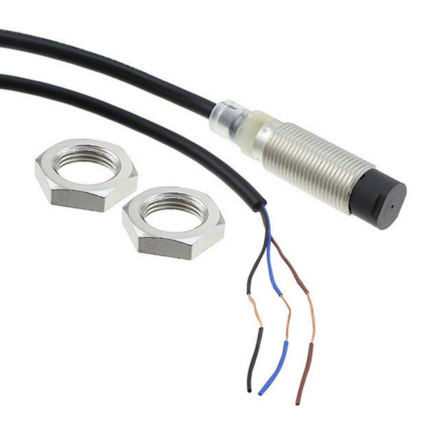 Omron E2BM12KN08WPB12M Proximity sensor, LITE, inductive, nickel-brass, short body, M12, unshielded, 8 mm, DC, 3-wire, PNP-NO, 2 m cable