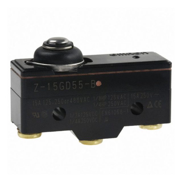 Omron Z15GD55B General purpose basic switch, short spring plunger, SPDT, 15 A, drip proof, screw terminals