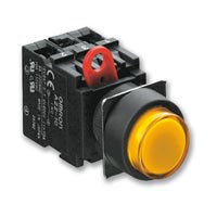 Omron A22NLRPMTGAG100GC Pushbutton A22NL Ø22, bezel metal, PROJECTED, MOMENTARY, CAP COLOR Transparent GREEN, LED GREEN, 1NO, 24 VDC
