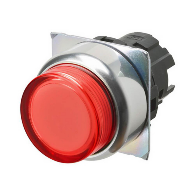 Omron A22NZRPATRA Pushbutton A22NZ 22 dia., bezel metal, projected, alternate, cap color transparent red, lighted