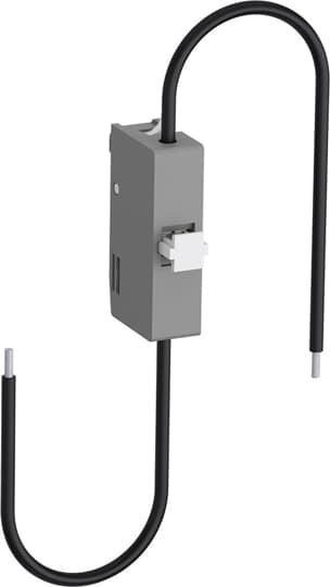 ABB CB510 CB5 Impulse contact blocks are designed for use in enclosures, in association with an adjustable mechanical pushbutton. Two types are available:• CB5-10: N.O. contact with a black actuator ("ON" function)• CB5-01: N.C. contact with a light grey actuator ("OFF" function).These blocks are equipped with 2 connecting leads 0.5 mm² with end, approximately 18 cm long.Mounting: Clipped onto the front face of the contactors.