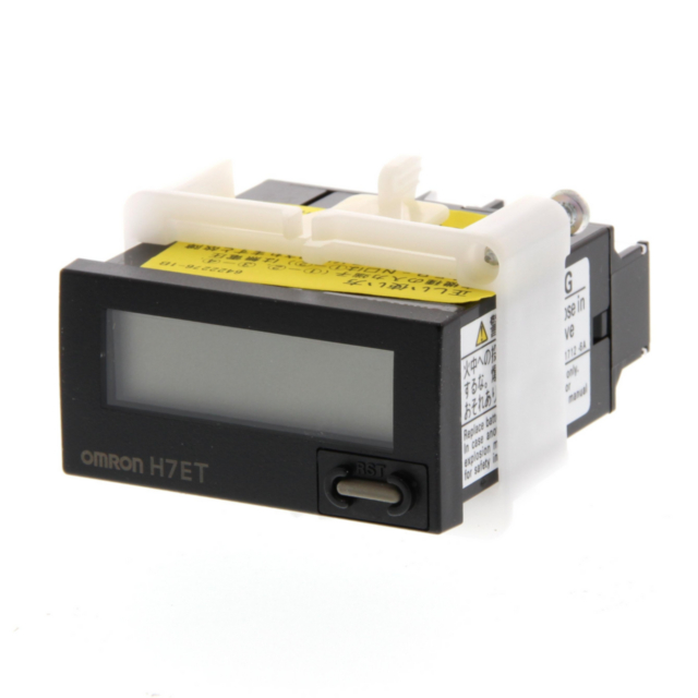 Omron H7ETN1B Time counter, 1/32DIN (48 x 24 mm), self-powered, LCD, 7-digit, 999h59m59s / 9999h59.9m, no-V input, black case