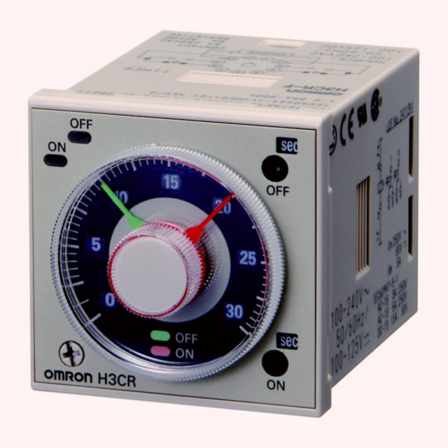 Omron H3CRF8AC100240DC100125 Timer, plug-in, 8-pin, 1/16DIN (48 x 48 mm), twin on & off-delay, flicker OFF start, 0.05s-300h, DPDT, 5A, 100 to 240 VAC, 100-125VDC