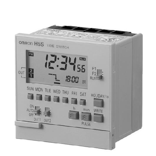 Omron H5SWB2 Digital Time Switch, Weekly, Flush mounting, 2 circuits, 100 to 240 VAC