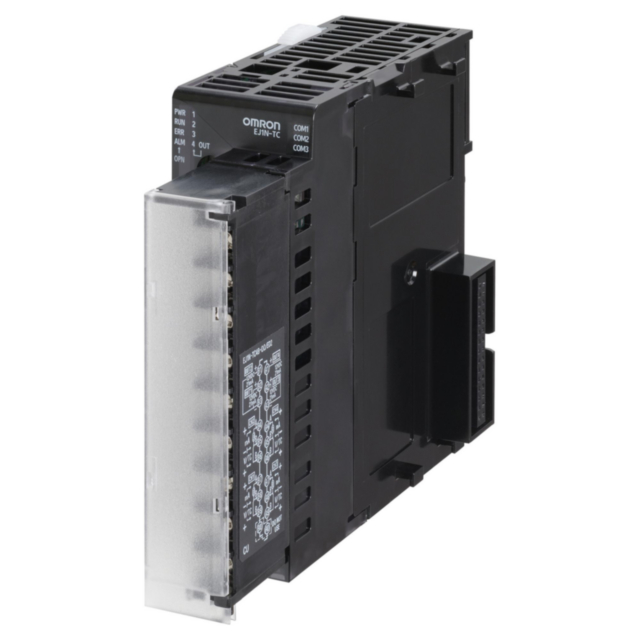 Omron EJ1NTC4AQQ CelciuXº In-panel temperature controller basic unit, DIN rail mounting, 4 loops, thermocouple/Pt100/analog input, 4 x 12 VDC outputs, heat, cool, heat/cool, M3 screw terminals