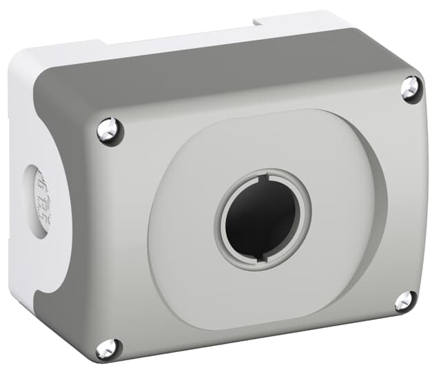ABB MEP10 MEP1-0 Enclosure isone seat empty grey plastic enclosure This enclosure can fit both modular and compact range. Modular range can be with the unique possibility to mount up to 5 contact blocks assigned to one operator. Degree of protection: IP66 UL/NEMAtype 1, 3R, 4, 4X, 12, 13