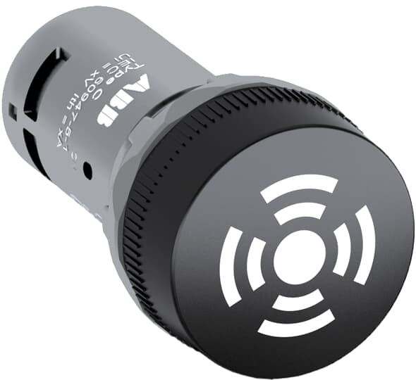 ABB CB1631B The CB1-631B Buzzer is: Compact - Buzzer - Pulsating sound without light - Black - Non-illuminated - 110 ... 130 VThis Buzzer is part of ABB's compact range, the most efficient all-in-one solution available, reducing installation time and cost.The compact range has a high level of dust and water resistance.