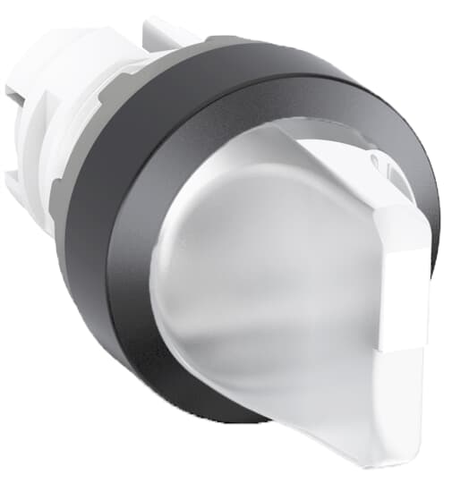 ABB M2SS211C The M2SS2-11C Selector Switch is: 2-position - Momentary - Short handle - Clear - Illuminated - Black Plastic - No contact blockThis Selector Switch is part of ABB's modular plastic range, the most versatile range with a high level of flexibility and market-leading electrical ratings. Engineered for total reliability, longer lifetime, and highest mechanical durability. Self-cleaning contacts ensure reliable operation without the need for maintenance, increasing uptime. A high degree of protection guarantees reliability in extreme environments. The innovative design simplifies the entire process, from selection to easy and quick, tool-free installation. The perfect solution for every application.
