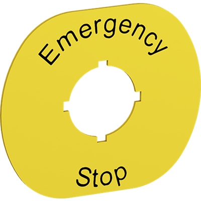 ABB MA61026 Legend plate for emergency stop for plastic MEP enclosures, yellow laminate
