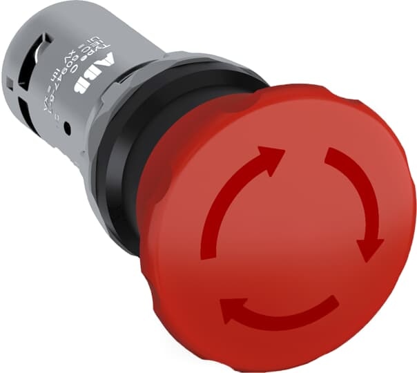 ABB CE4T10R02 The CE4T-10R-02 Emergency stop is: Compact - Emergency stop - Twist release - Maintained - Mushroom 40 mm - Red - Non-illuminated - 2NC - 0 NO - 2 NC - 24 ... 300 VThis Emergency stop is part of ABB's compact range, the most efficient all-in-one solution available, reducing installation time and cost.The compact range has a high level of dust and water resistance.
