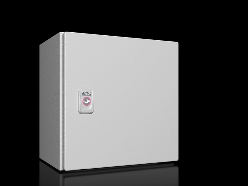 Rittal 1033000 AX Compact enclosure, WHD: 300x300x210 mm, sheet steel, with mounting plate, single-door, with one cam lock