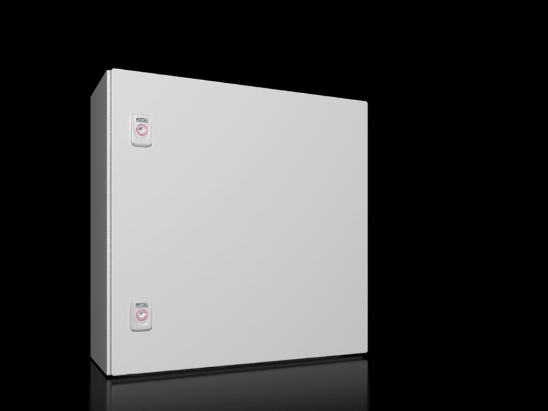 Rittal 1050000 AX Compact enclosure, WHD: 500x500x210 mm, sheet steel, with mounting plate, single-door, with two cam locks