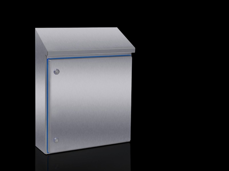 Rittal 1307600 HD Compact enclosure, WHD: 510x550(H1)x669(H2)x210 mm, Stainless steel 1.4301, with mounting plate, with hinged door and silicone seal