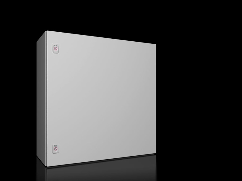 Rittal 1073000 AX Compact enclosure, WHD: 760x760x300 mm, sheet steel, with mounting plate, single-door, with two cam locks
