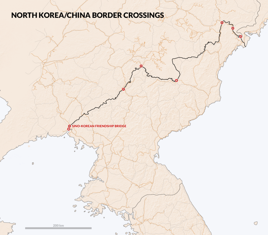 north korea china border map