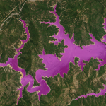 Identifying watershed areas to calculate water level change on RapidEye image of California reservoir