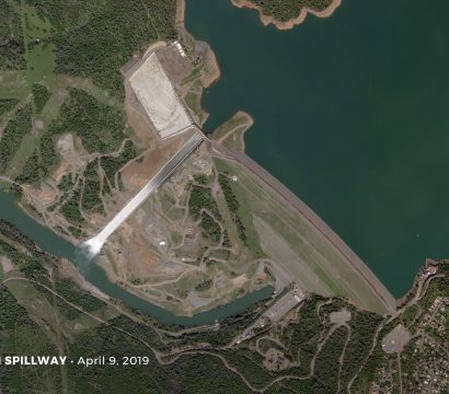 Planet imagery of the Oroville dam spillway © 2019, Planet Labs Inc. All Rights Reserved.