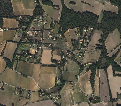 Scattered fields, stands of trees and chateaux characterize the landscape of Aix-en-Provence, southern France. (c) 2016, Planet Labs Inc. All Rights Reserved.