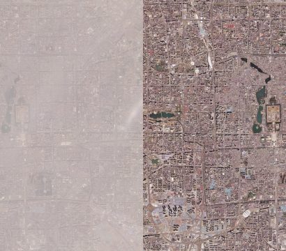 Planet imagery showing the difference between a smoggy day and a day without smog in Beijing © 2020, Planet Labs Inc. All Rights Reserved.