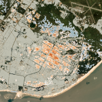 Cloud to Street used historical data and Planet’s unique analytics to show structures at risk from flooding in Beira, Mozambique. © 2020, Planet Labs Inc. All Rights Reserved.