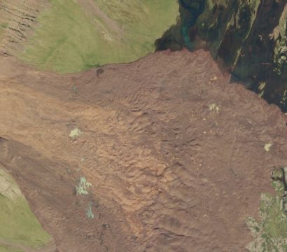 This SkySat image collected on July 19, 2018, shows a portion of the Fagraskogarfjall landslide, one of the largest in Iceland’s recent history. © 2018, Planet Labs Inc. All Rights Reserved.