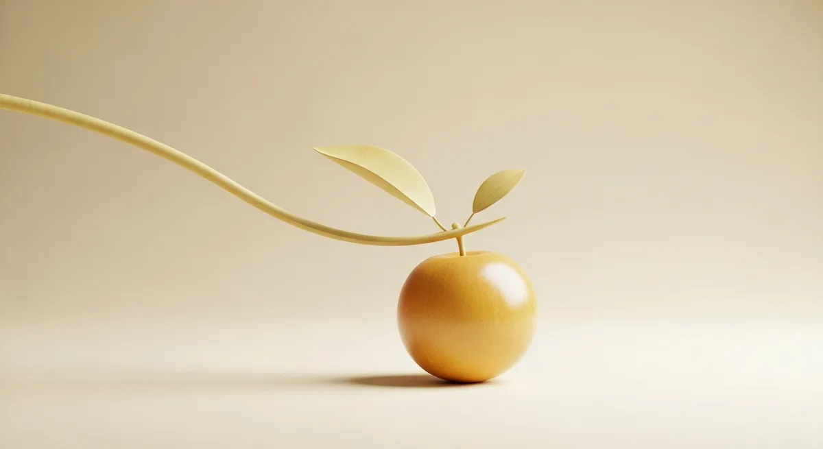 Minimalist paper-cut golden fruit hanging low on a branch within easy reach, a visual metaphor for the low-hanging AI automation wins businesses overlook Minimalist paper-cut golden fruit hanging low on a branch within easy reach, a visual metaphor for the low-hanging AI automation wins businesses overlook