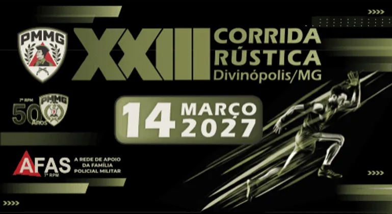 Imagem de divulgação da corrida XXIII Corrida Rustica da PMMG em Divinopolis