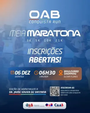 Imagem de divulgação da corrida Meia Maratona OAB Conquista Run 2026