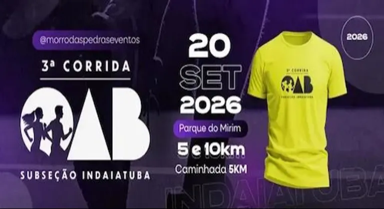 Imagem de divulgação da corrida 3 Edicao Corrida E Caminhada Oab Sp Indaiatub...