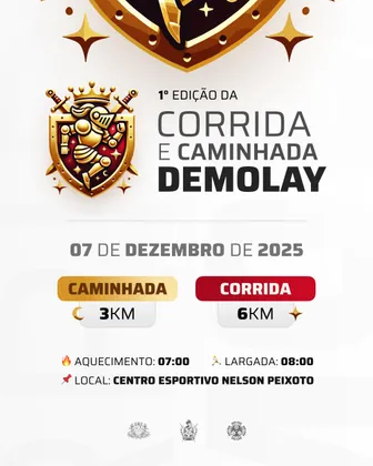 Imagem de divulgação da corrida 1º Edição Da Corrida E Caminhada Demolay - Piedade Sp