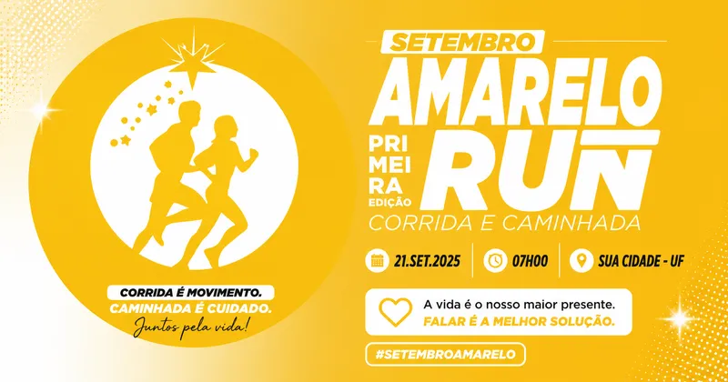 Imagem de divulgação da corrida Setembro Amarelo Run - Primeira Edição