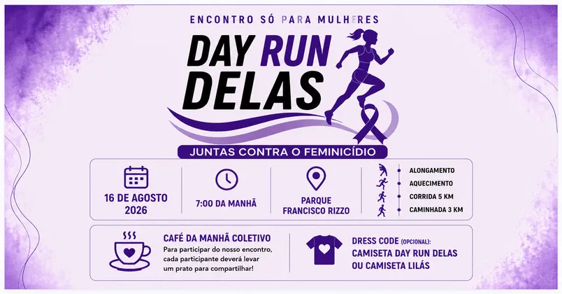 Imagem de divulgação da corrida AGOSTO LILÁS - Day Run Delas